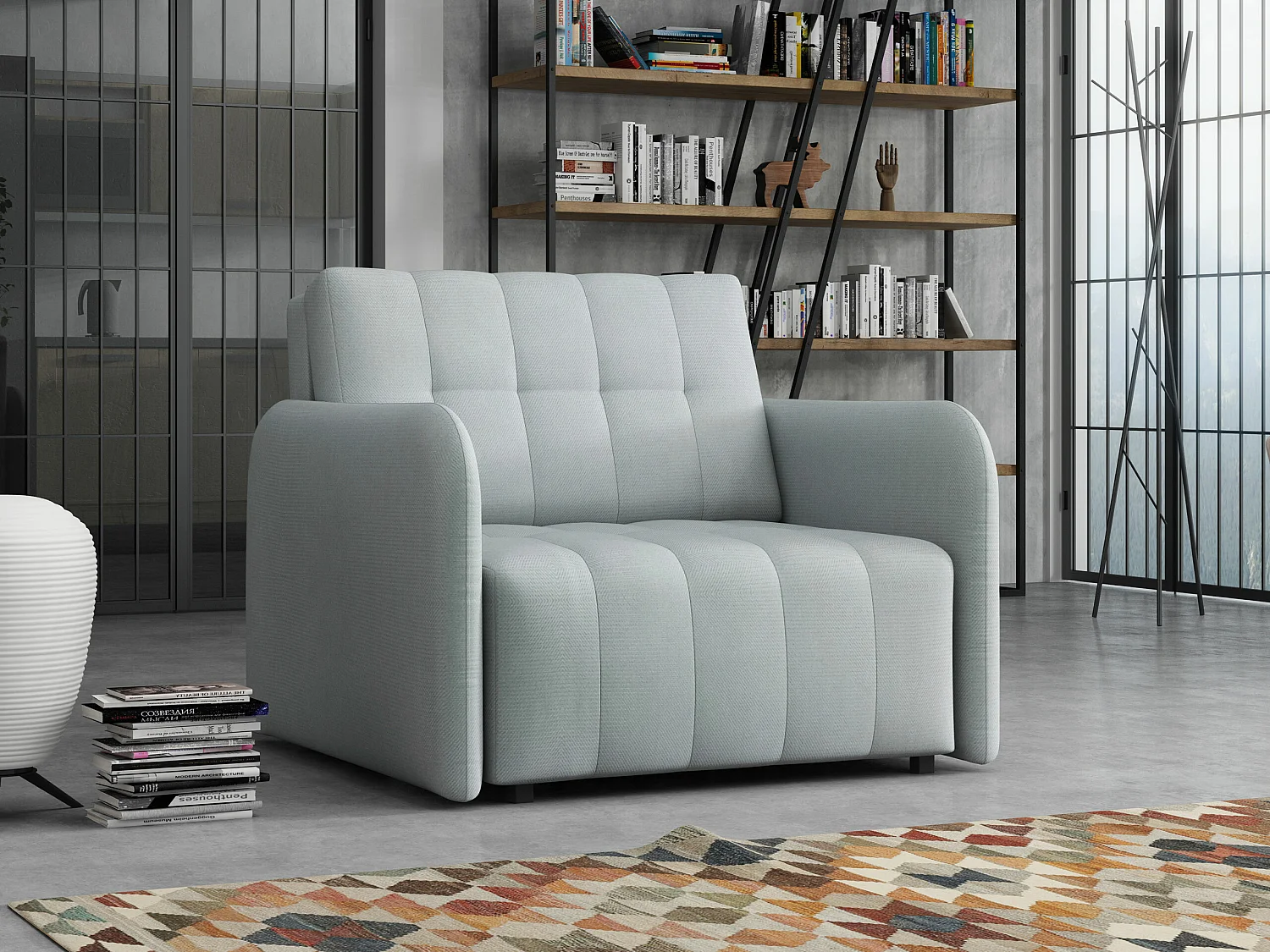 Fauteuil Columbus 176, Gris, 85x95x98cm, Tapisserie, Pieds: Métal|Plastique
