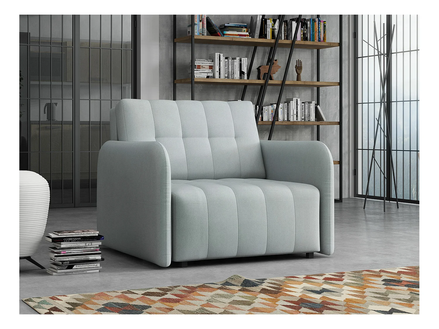 Fauteuil Columbus 176, Gris, 85x95x98cm, Tapisserie, Pieds: Plastique|Métal