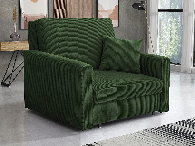 Fauteuil Columbus 190, Vert, 85x103x98cm, Tapisserie, Pieds: Métal