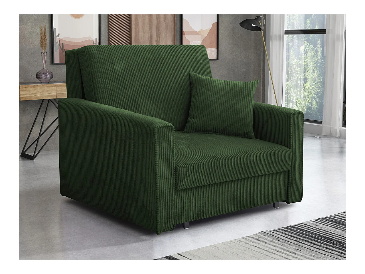 Fauteuil Columbus 190, Vert, 85x103x98cm, Tapisserie, Pieds: Métal