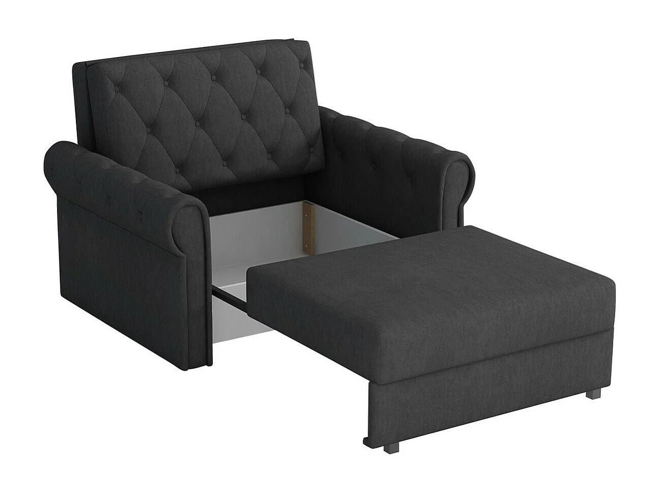 Fauteuil Columbus 200, Gris, 85x116x98cm, Tapisserie, Pieds: Métal