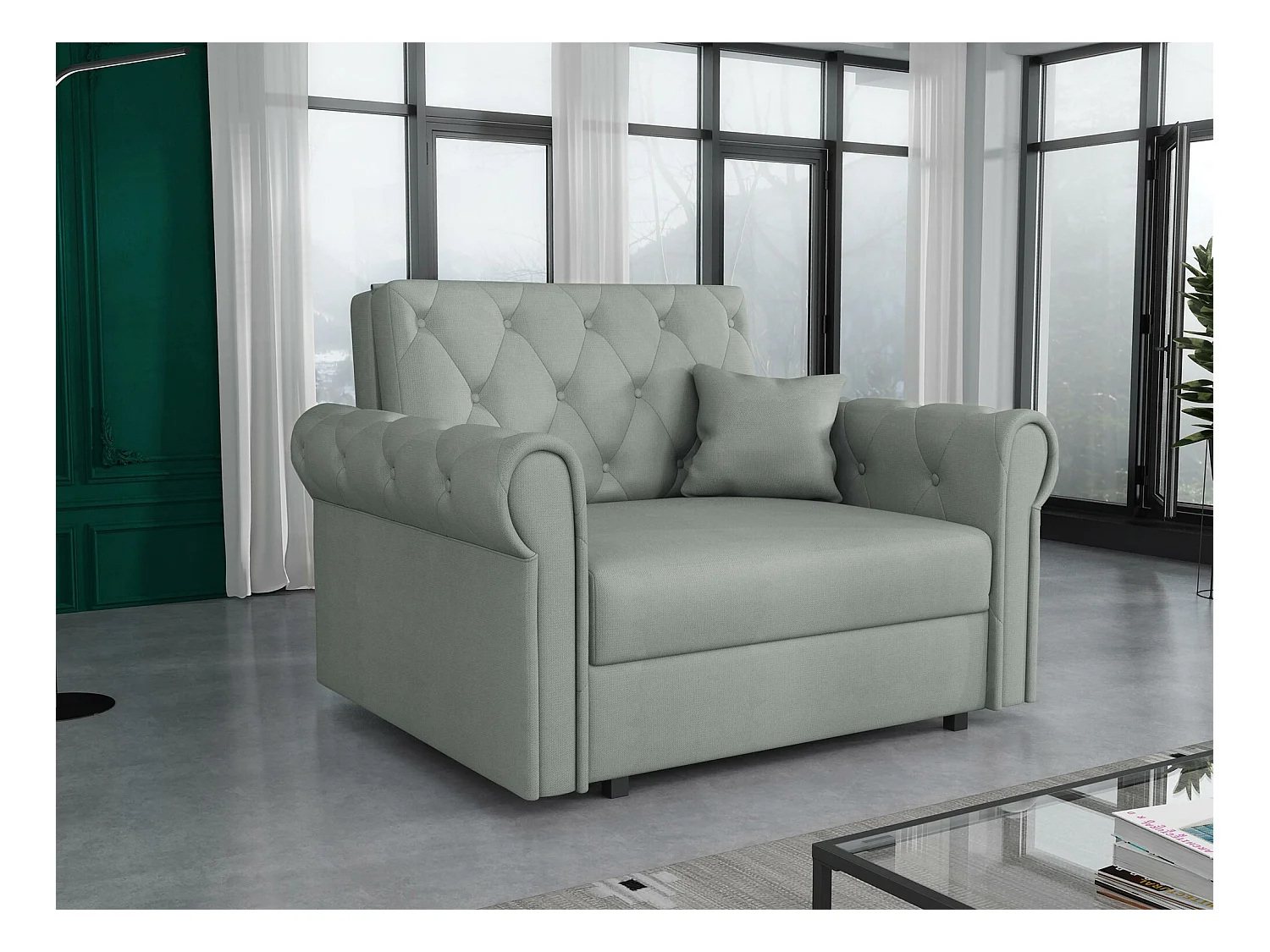 Sillón Columbus 200, Gris, 85x116x98cm, Tapiz, Patas: Metal, Muebles ya montados