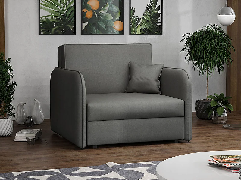 Poltrona Columbus 125, Grigio, 85x95x98cm, Arazzo, Gambe: Metallo, Mobile già assemblato