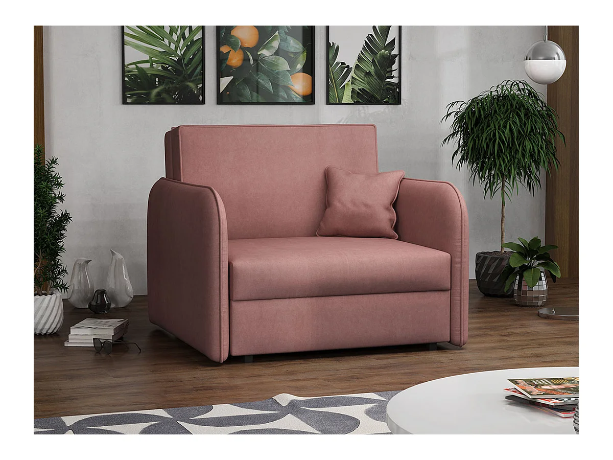 Fauteuil Columbus 125, Rose, 85x95x98cm, Tapisserie, Pieds: Métal, Mobilier déjà assemblé