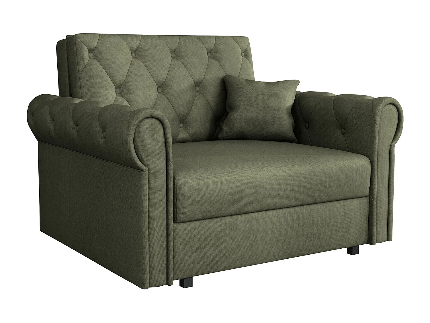 Sillón Columbus 200, Verde, 85x116x98cm, Tapiz, Patas: Metal, Muebles ya montados