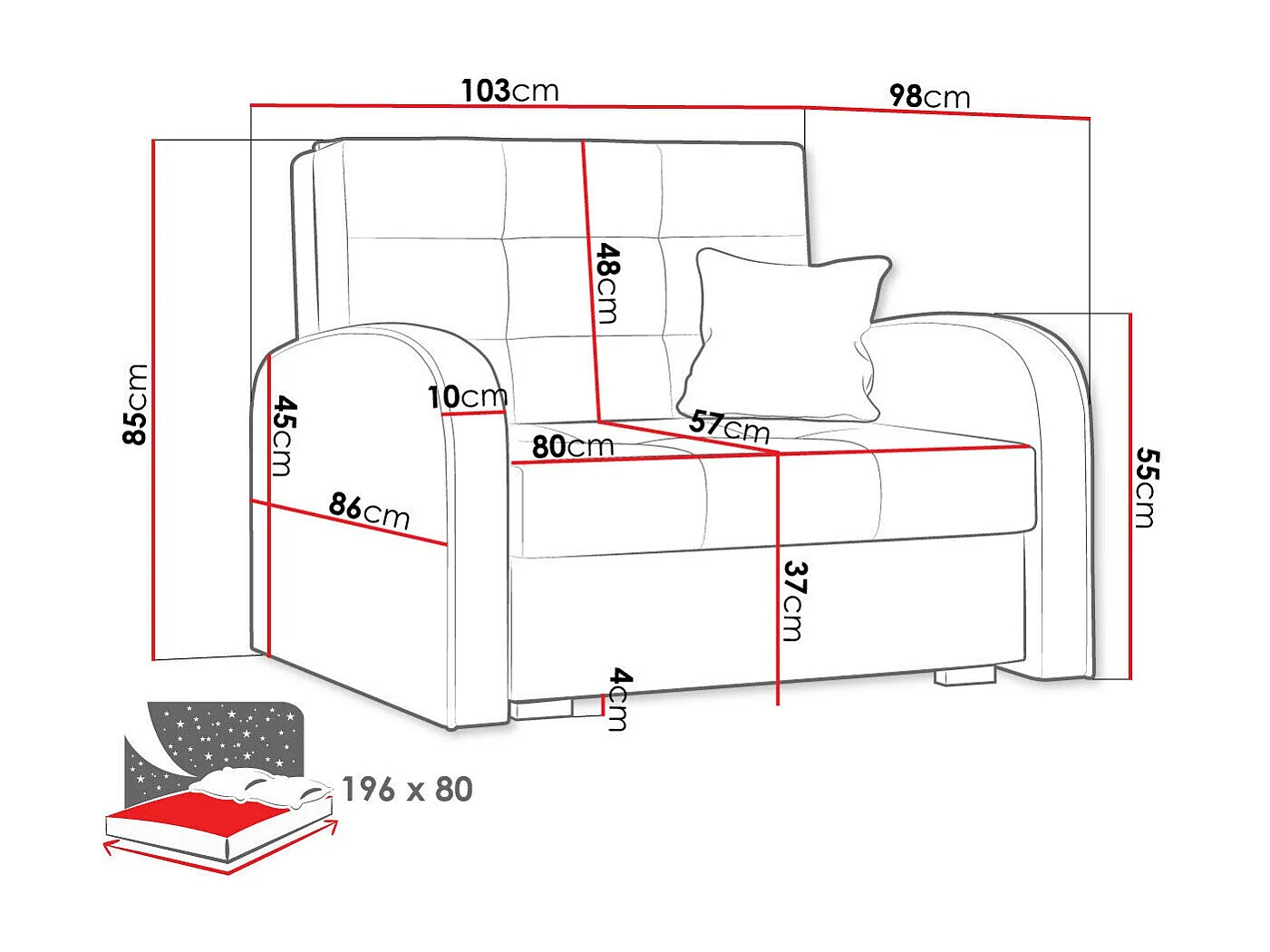 Fauteuil Columbus 114, Gris, 85x103x98cm, Tapisserie, Pieds: Bois, Mobilier déjà assemblé