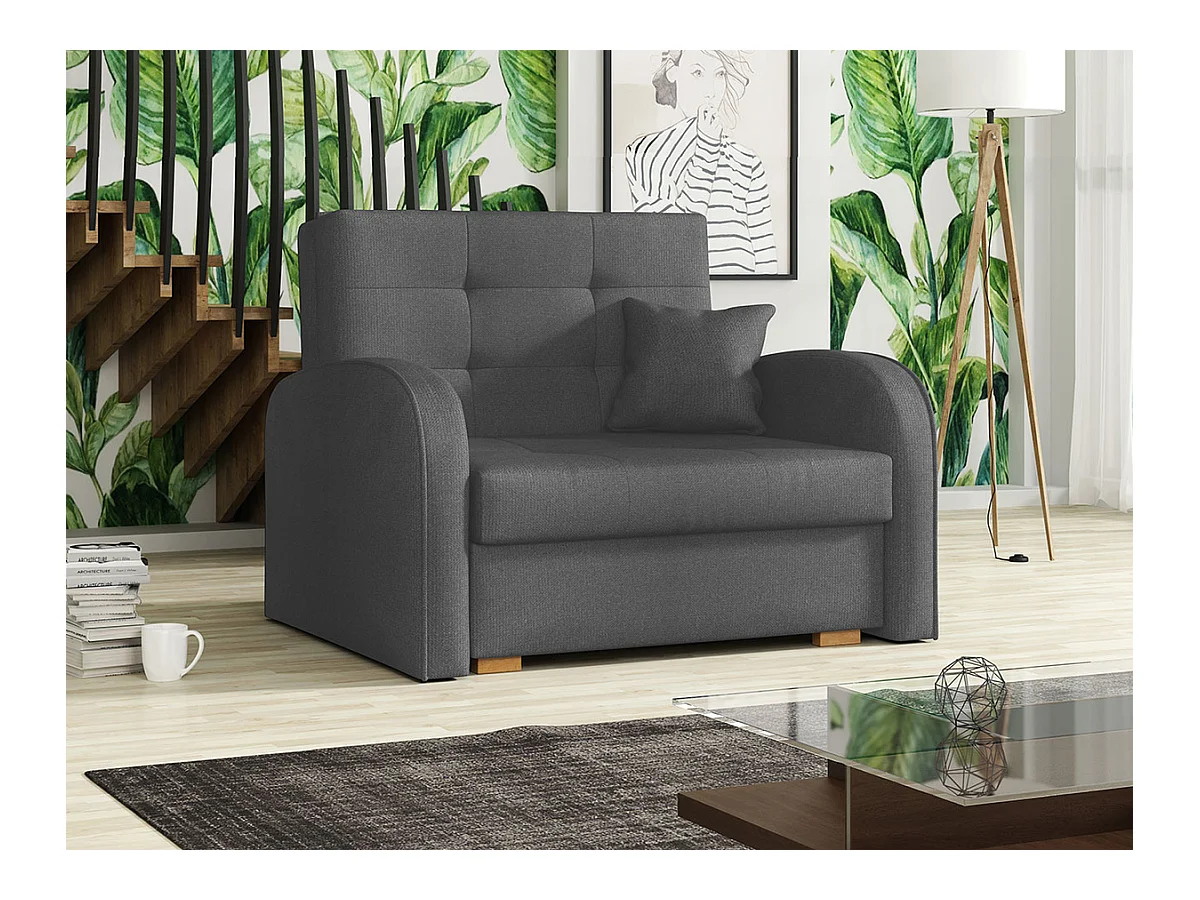 Sillón Columbus 114, Gris, 85x103x98cm, Tapiz, Patas: Madera, Muebles ya montados