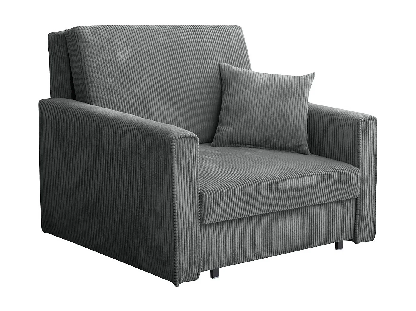 Fauteuil Columbus 190, Gris, 85x103x98cm, Tapisserie, Pieds: Métal