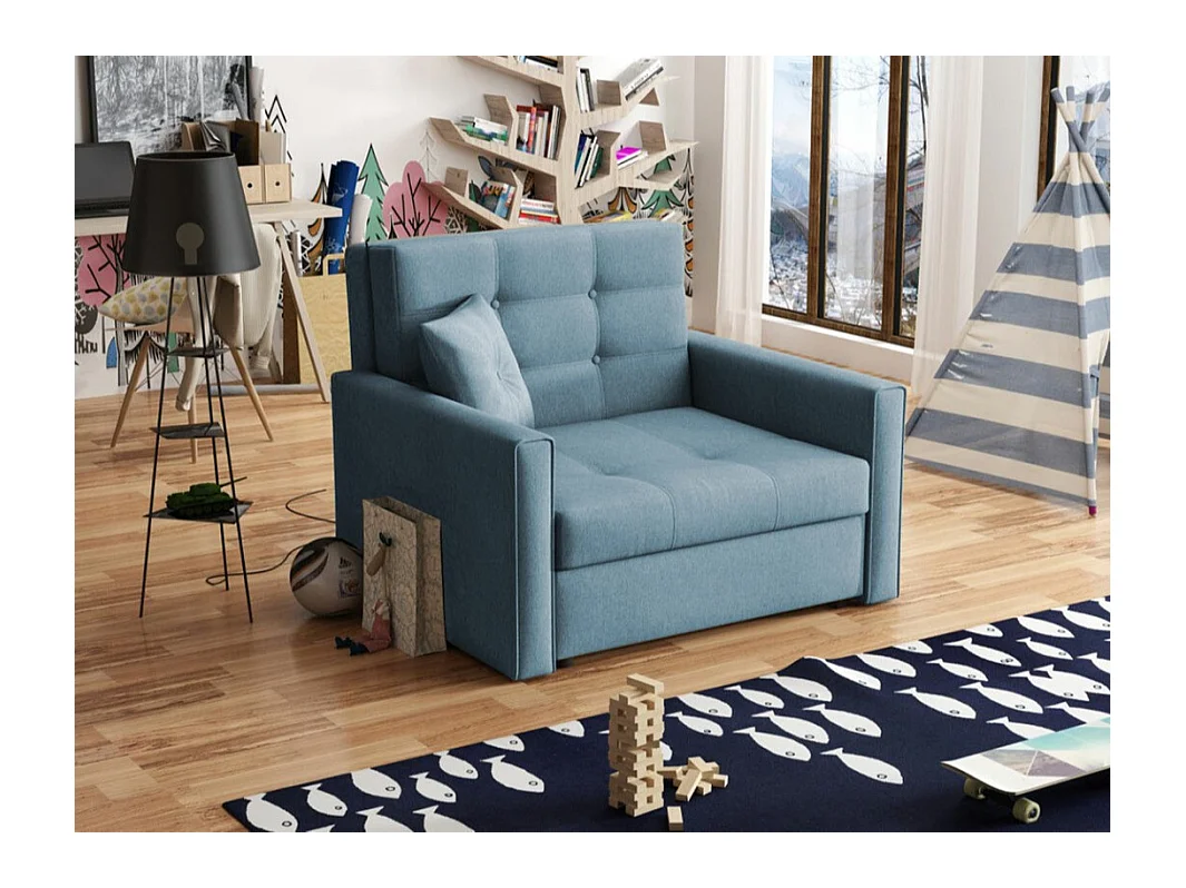 Fauteuil Columbus 101, Bleu, 85x103x98cm, Tapisserie, Pieds: Métal|Plastique