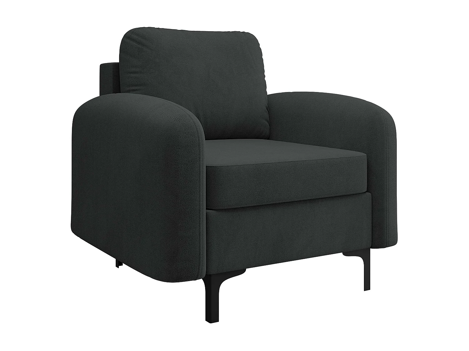 Fauteuil Torlua 100, Noir, 96x92x94cm, Tapisserie, Pieds: Métal
