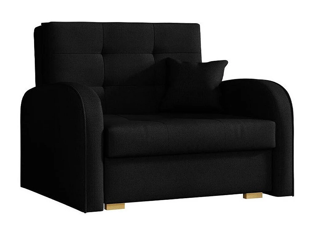 Fauteuil Columbus 114, Noir, 85x103x98cm, Tissu, Pieds: Bois, Mobilier déjà assemblé