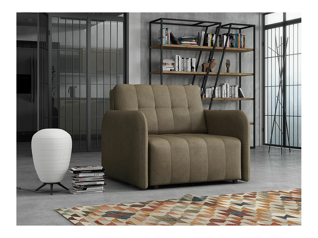 Fauteuil Columbus 176, Marron, 85x95x98cm, Tapisserie, Pieds: Plastique|Métal
