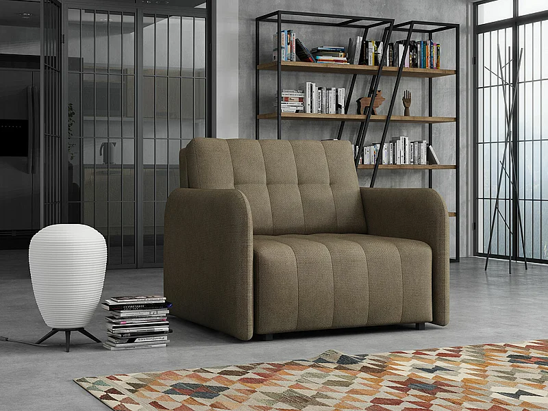 Poltrona Columbus 176, Marrone, 85x95x98cm, Arazzo, Gambe: Metallo|Plastica