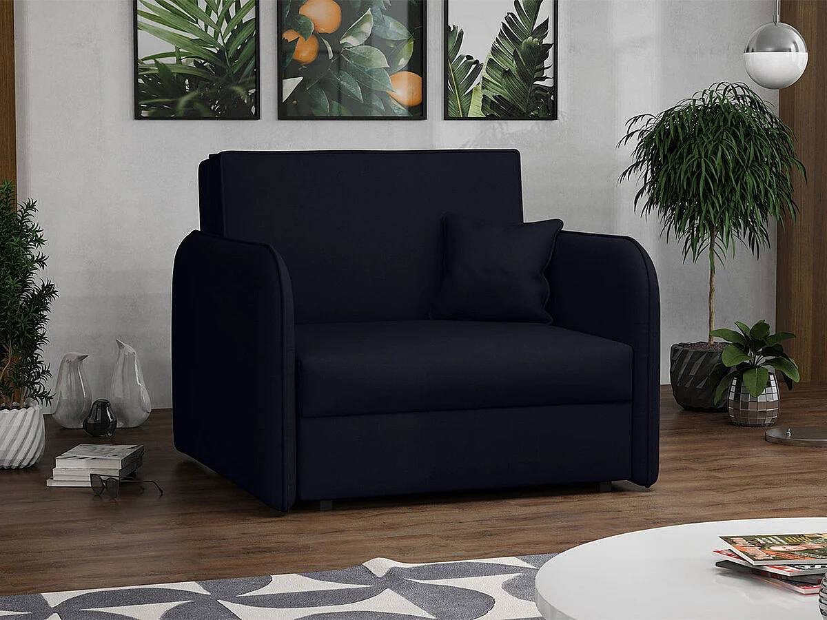 Fauteuil Columbus 125, Noir, 85x95x98cm, Tissu, Pieds: Métal, Mobilier déjà assemblé