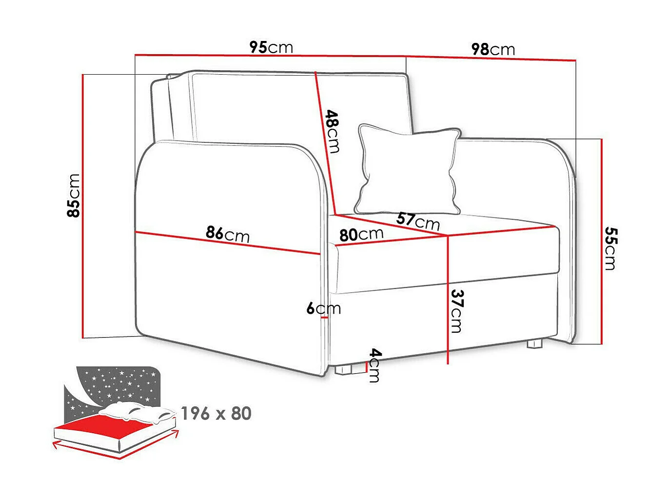 Fauteuil Columbus 125, Noir, 85x95x98cm, Tissu, Pieds: Métal, Mobilier déjà assemblé