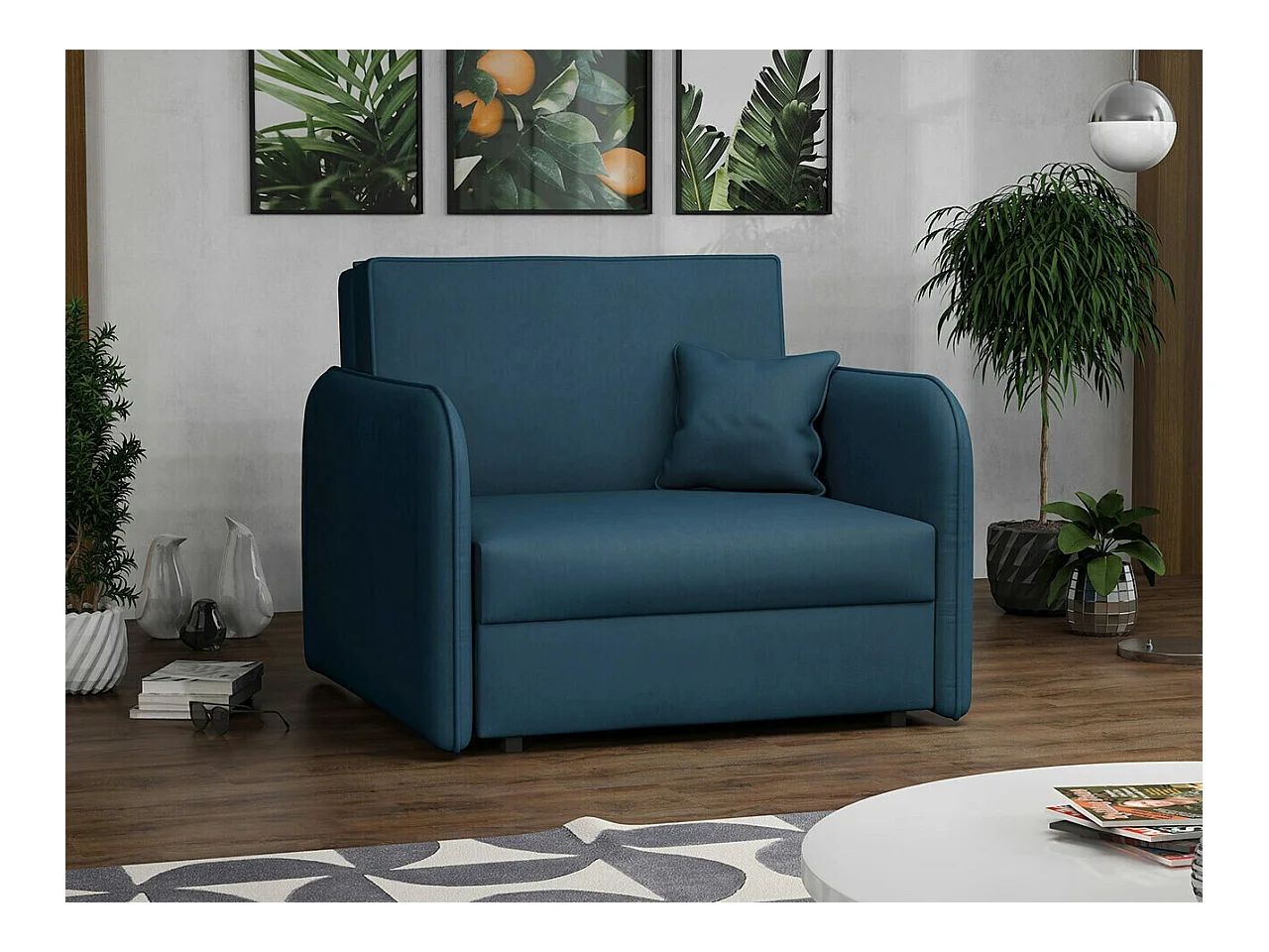 Fauteuil Columbus 125, Bleu, 85x95x98cm, Tapisserie, Pieds: Métal, Mobilier déjà assemblé