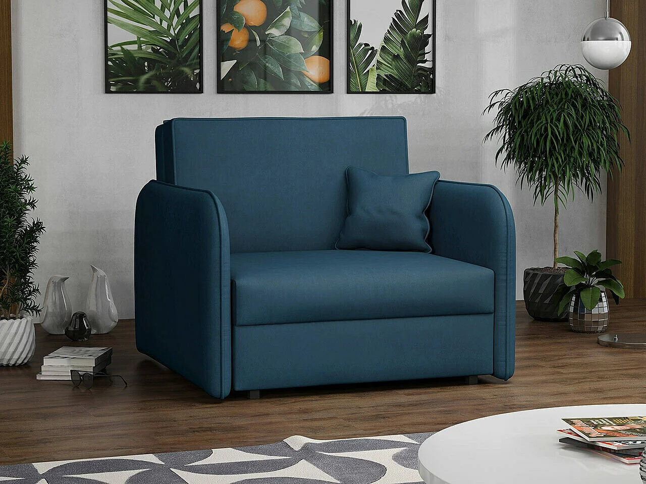 Fauteuil Columbus 125, Bleu, 85x95x98cm, Tissu, Pieds: Métal, Mobilier déjà assemblé