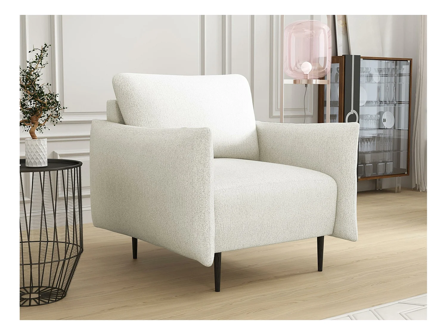 Fauteuil Columbus 225, Brun clair, 85x90x98cm, Tapisserie, Pieds: Métal