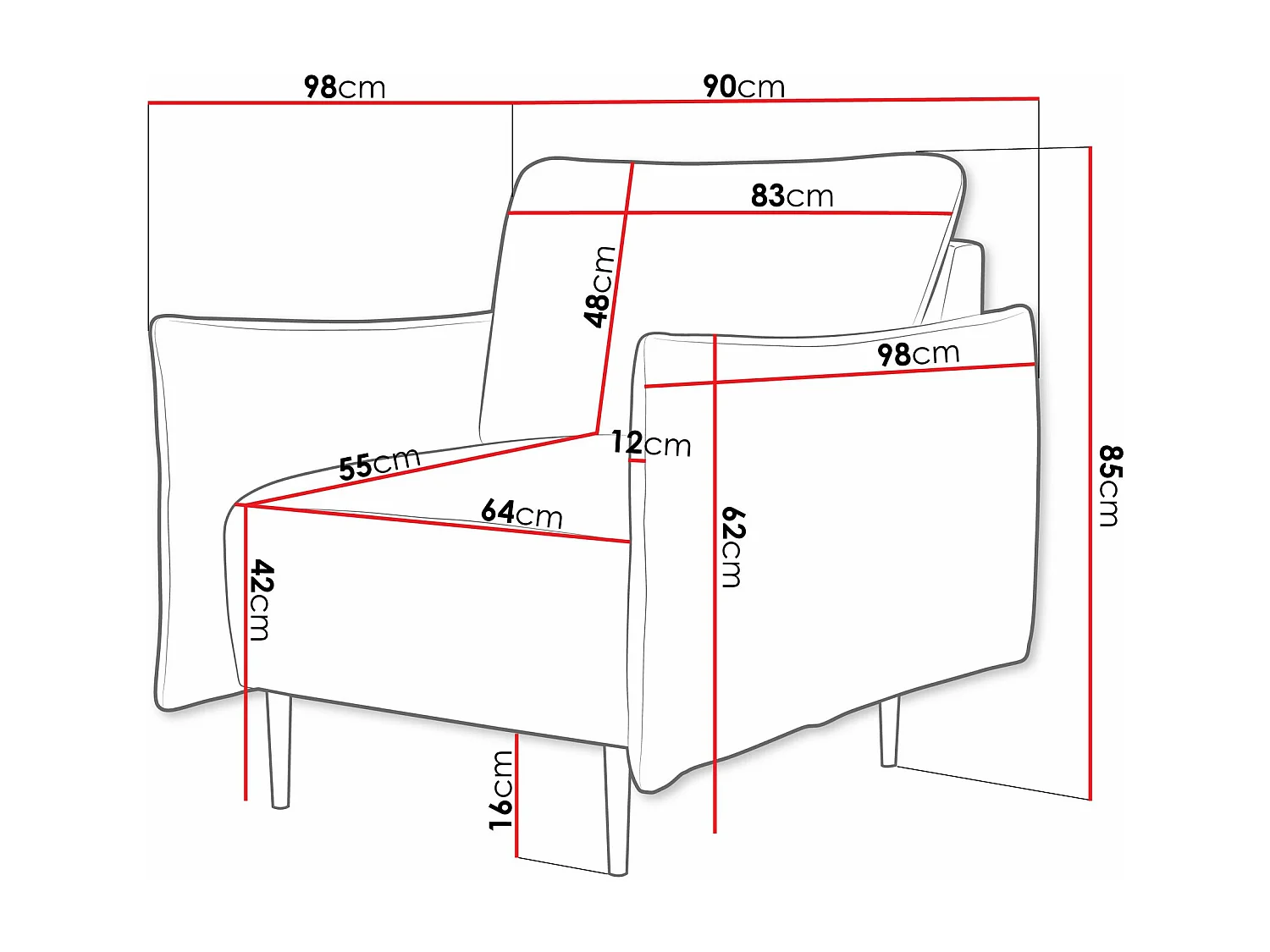 Fauteuil Columbus 225, Brun clair, 85x90x98cm, Tissu, Pieds: Métal