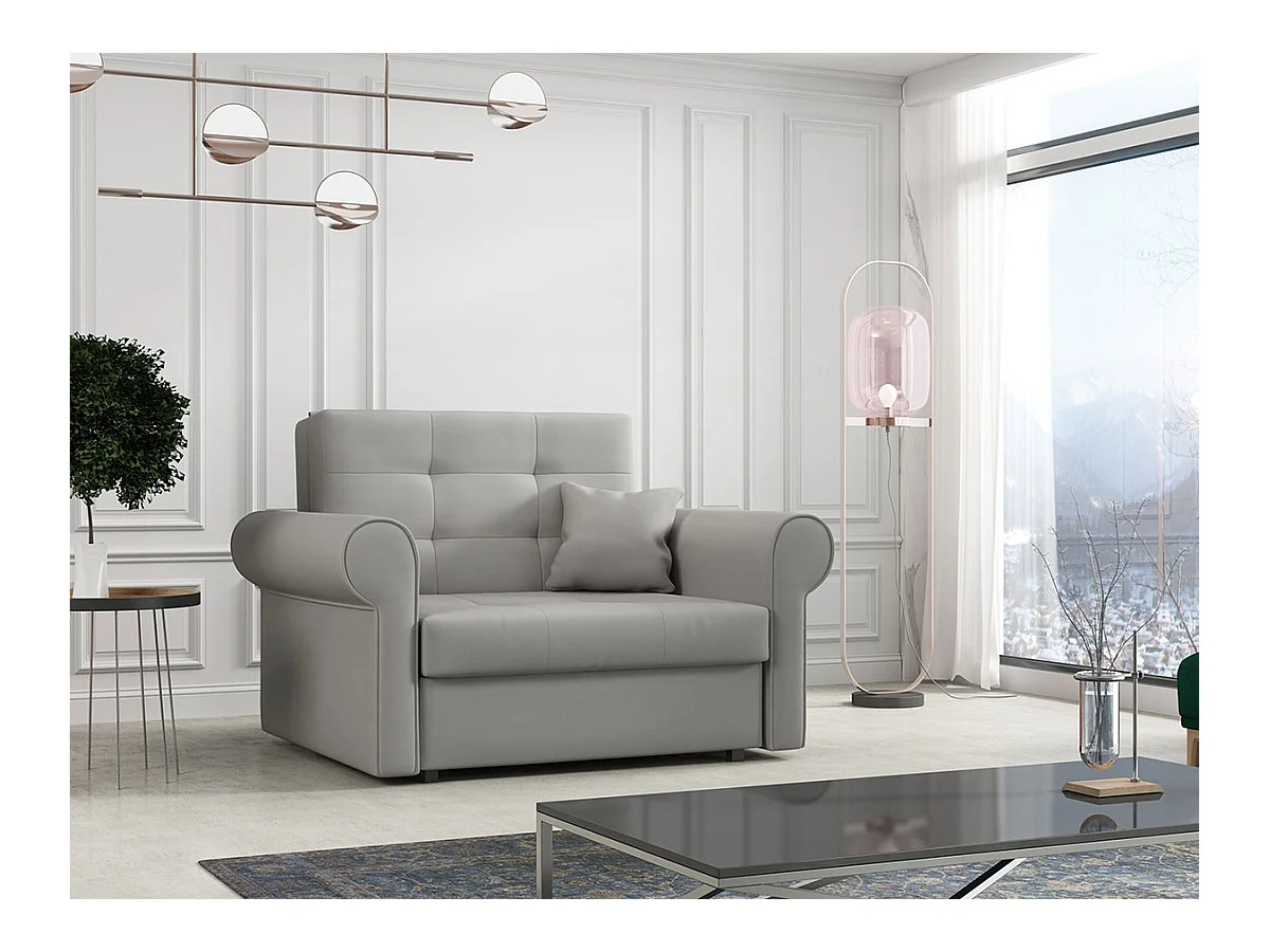 Sillón Columbus 127, Gris, 85x116x98cm, Tapiz, Patas: Metal, Muebles ya montados