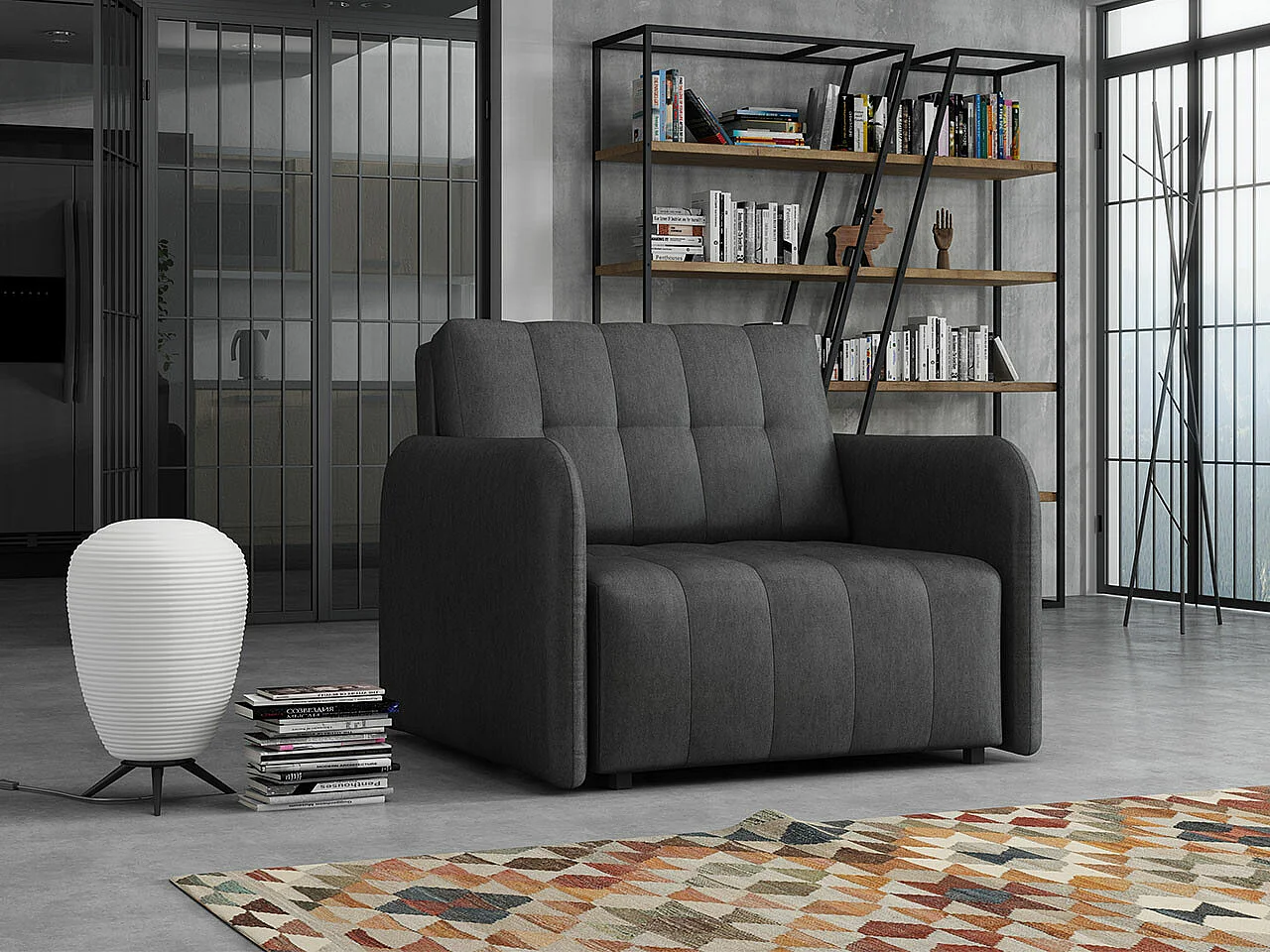 Fauteuil Columbus 176, Gris, 85x95x98cm, Tapisserie, Pieds: Plastique|Métal