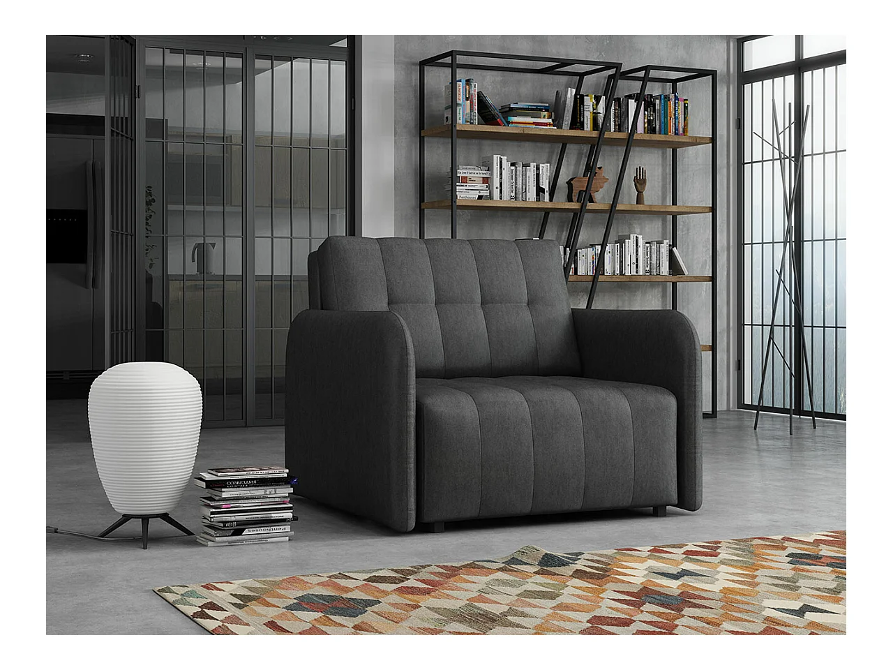 Fauteuil Columbus 176, Gris, 85x95x98cm, Tapisserie, Pieds: Plastique|Métal