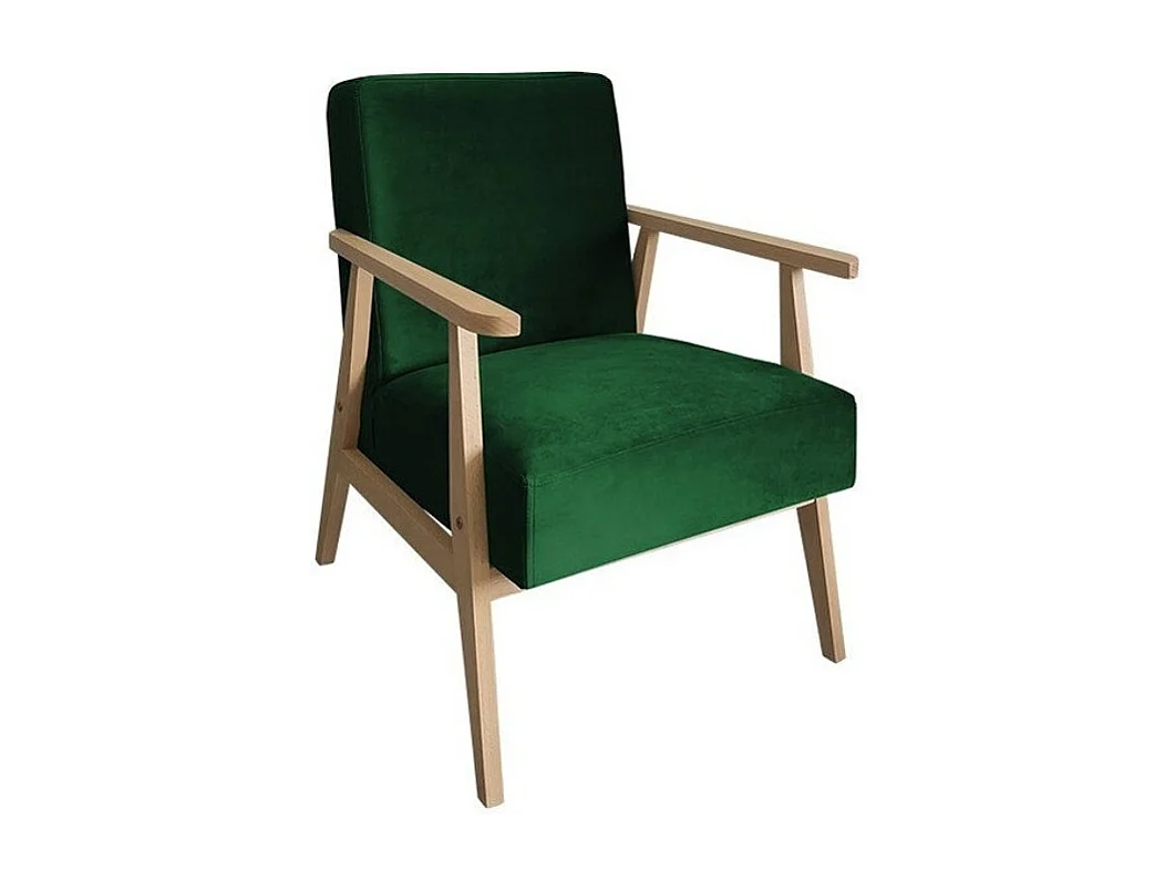 Fauteuil Clovis 100, Vert, 76x59x67cm, Tissu, Pieds: Bois