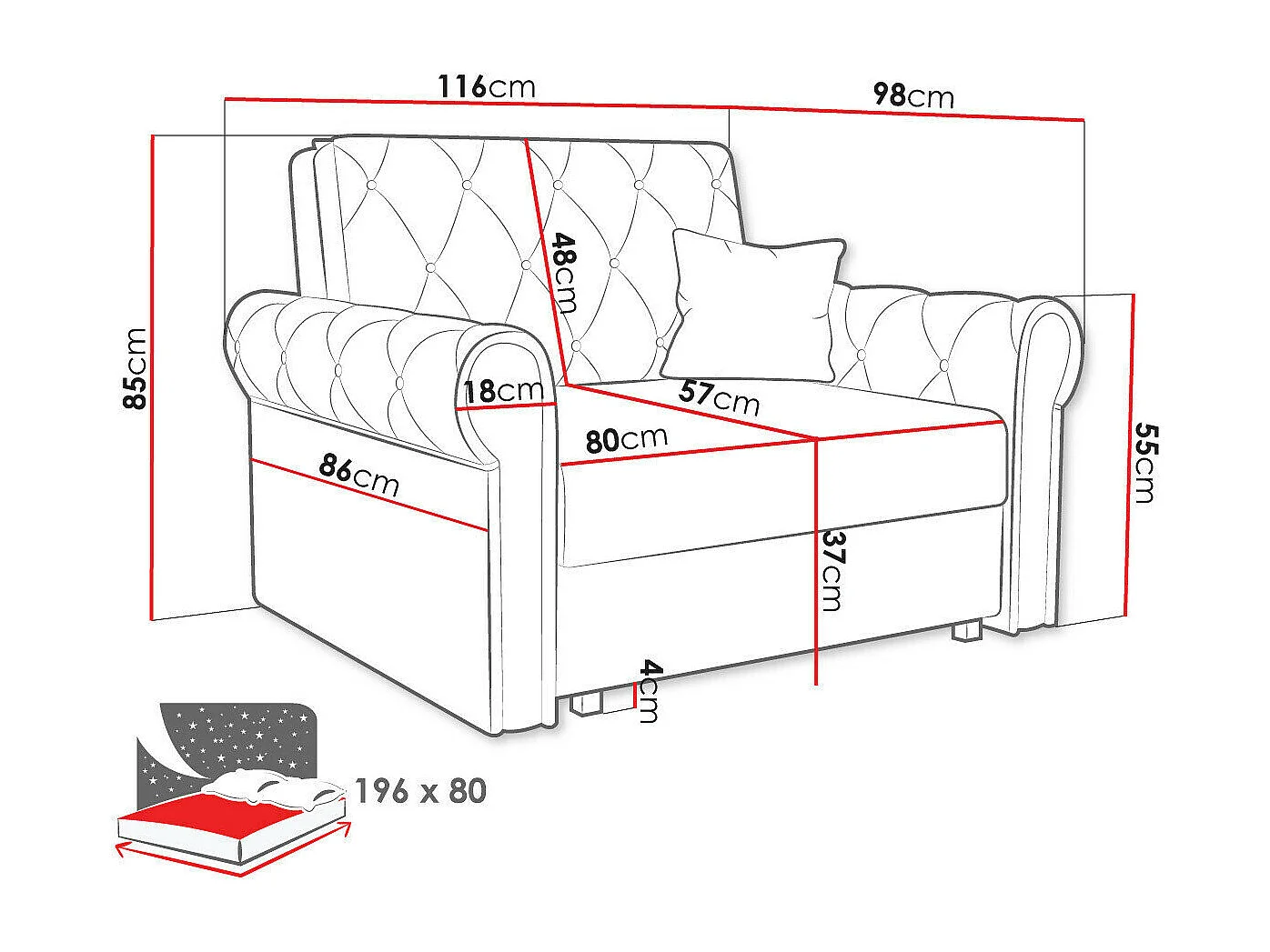 Sillón Columbus 200, De color marrón claro, 85x116x98cm, Tapiz, Patas: Metal