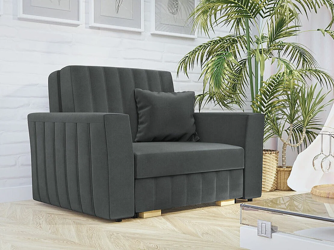 Fauteuil Columbus 135, Gris, 85x115x98cm, Tapisserie, Pieds: Plastique|Bois