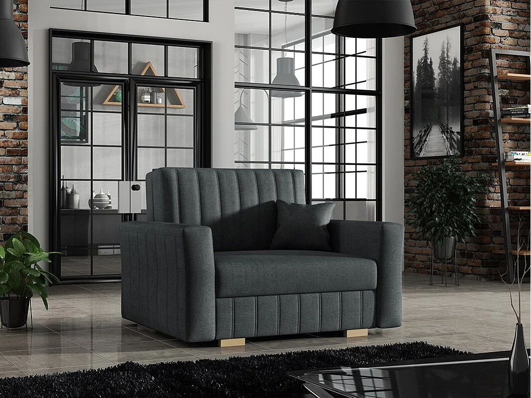 Fauteuil Columbus 135, Gris, 85x115x98cm, Tapisserie, Pieds: Plastique|Bois