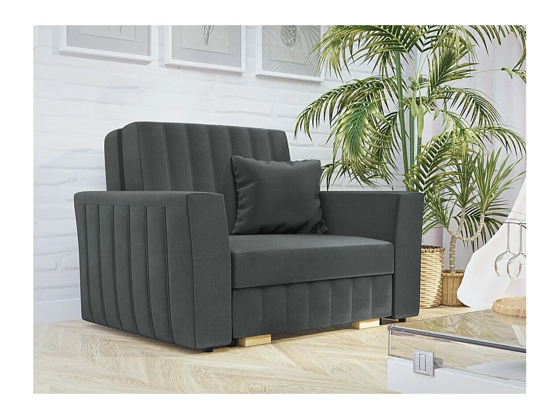 Sillón Columbus 135, Gris, 85x115x98cm, Tapiz, Patas: Madera|Plástico