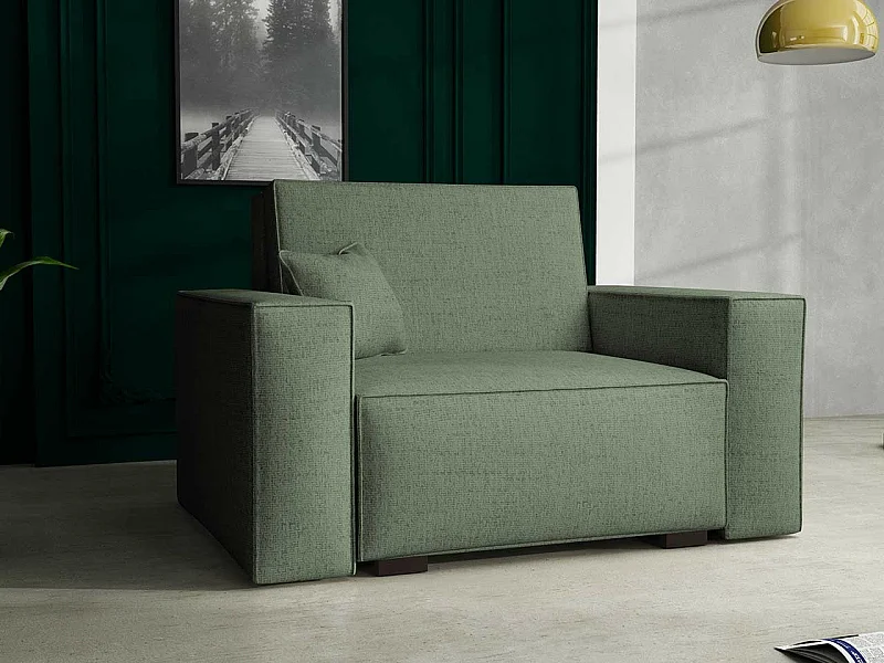 Fauteuil Columbus 195, Vert, 85x123x98cm, Tissu, Pieds: Bois, Mobilier déjà assemblé