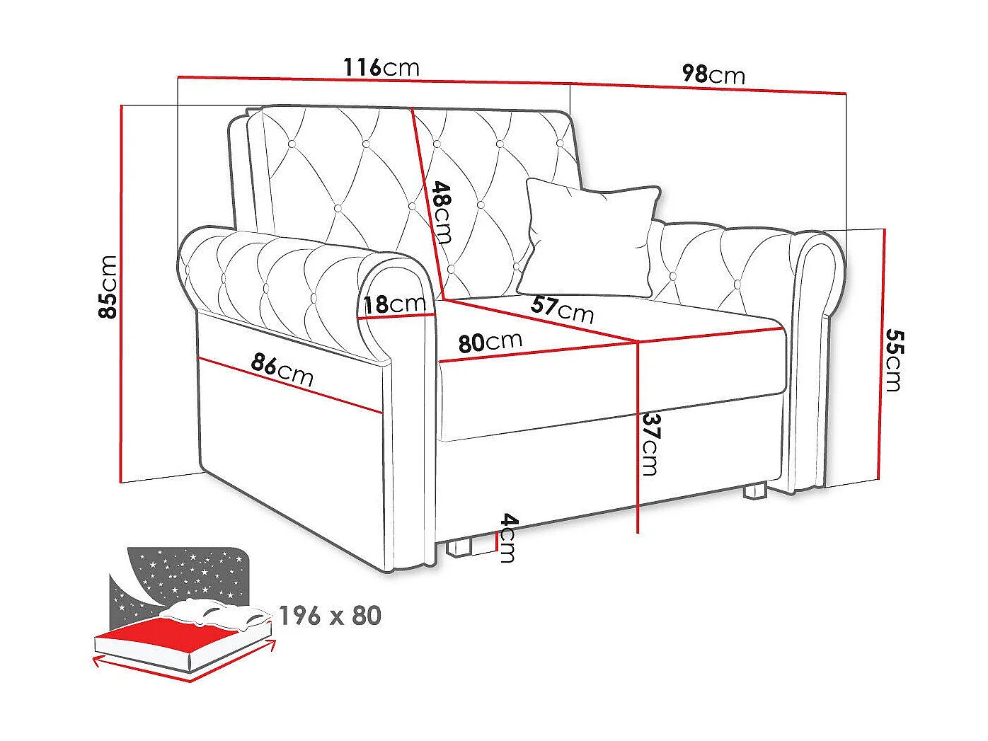 Sillón Columbus 200, Azul, 85x116x98cm, Tapiz, Patas: Metal, Muebles ya montados