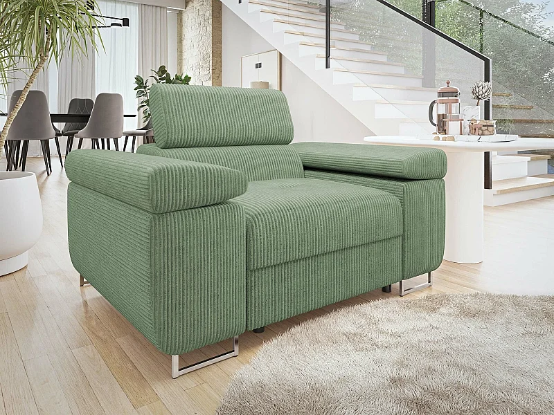 Fauteuil Comfivo Eliferu 106, Vert, 70x134x102cm, Tapisserie, Pieds: Métal