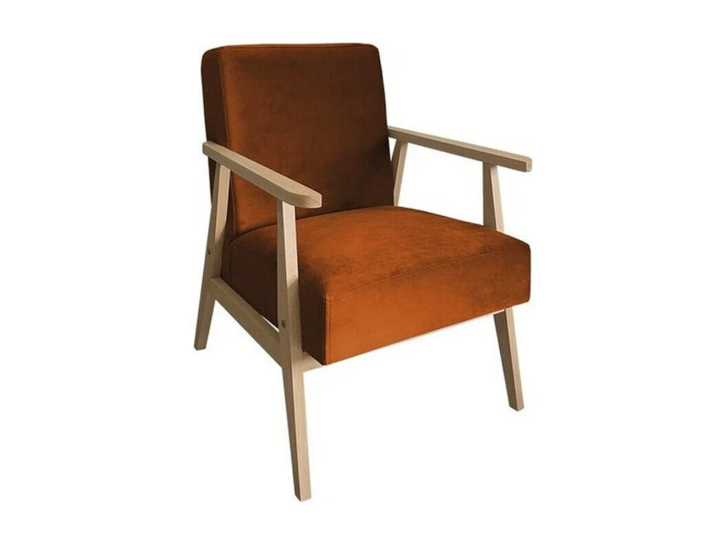 Fauteuil Clovis 100, Marron, 76x59x67cm, Tapisserie, Pieds: Bois