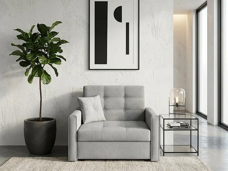 Poltrona Columbus 101, Grigio, 85x103x98cm, Arazzo, Gambe: Plastica|Metallo