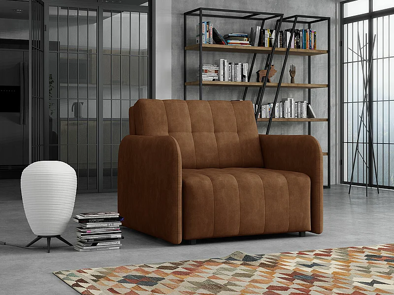 Fauteuil Columbus 176, Marron, 85x95x98cm, Tissu, Pieds: Métal|Plastique