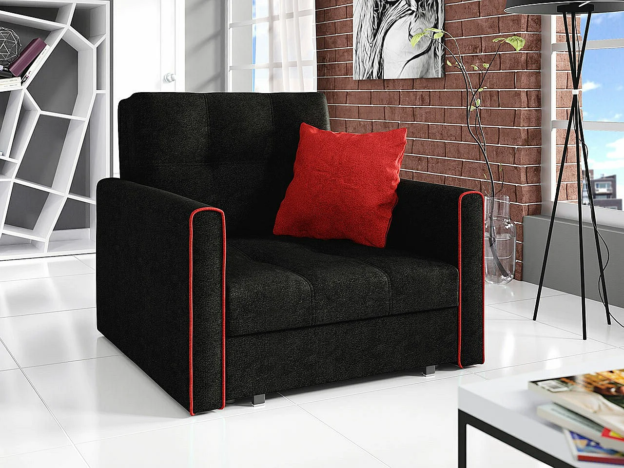 Poltrona Columbus 104, Preto, Tecido, 9x10x10cm