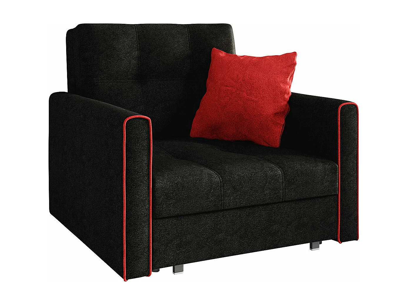 Fauteuil Columbus 104, Noir, 85x103x98cm, Tissu, Pieds: Métal, Mobilier déjà assemblé