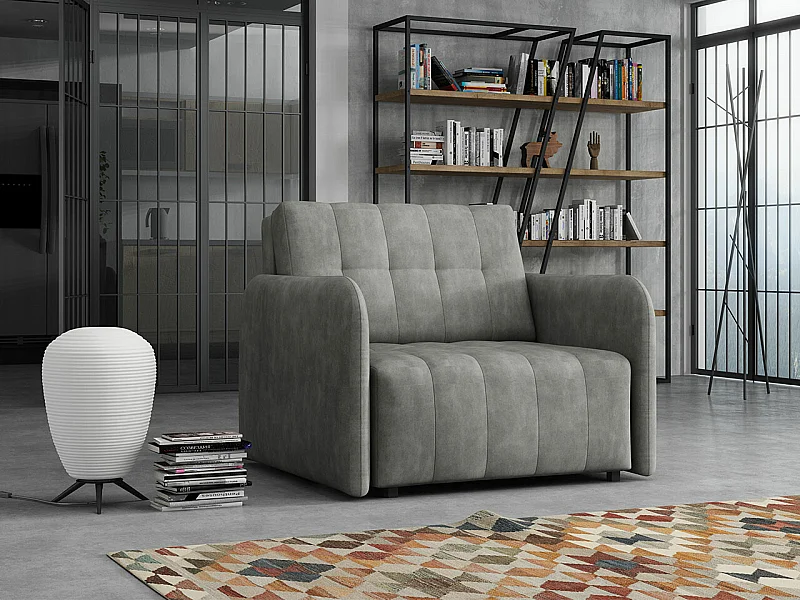 Fauteuil Columbus 176, Gris, 85x95x98cm, Tissu, Pieds: Plastique|Métal
