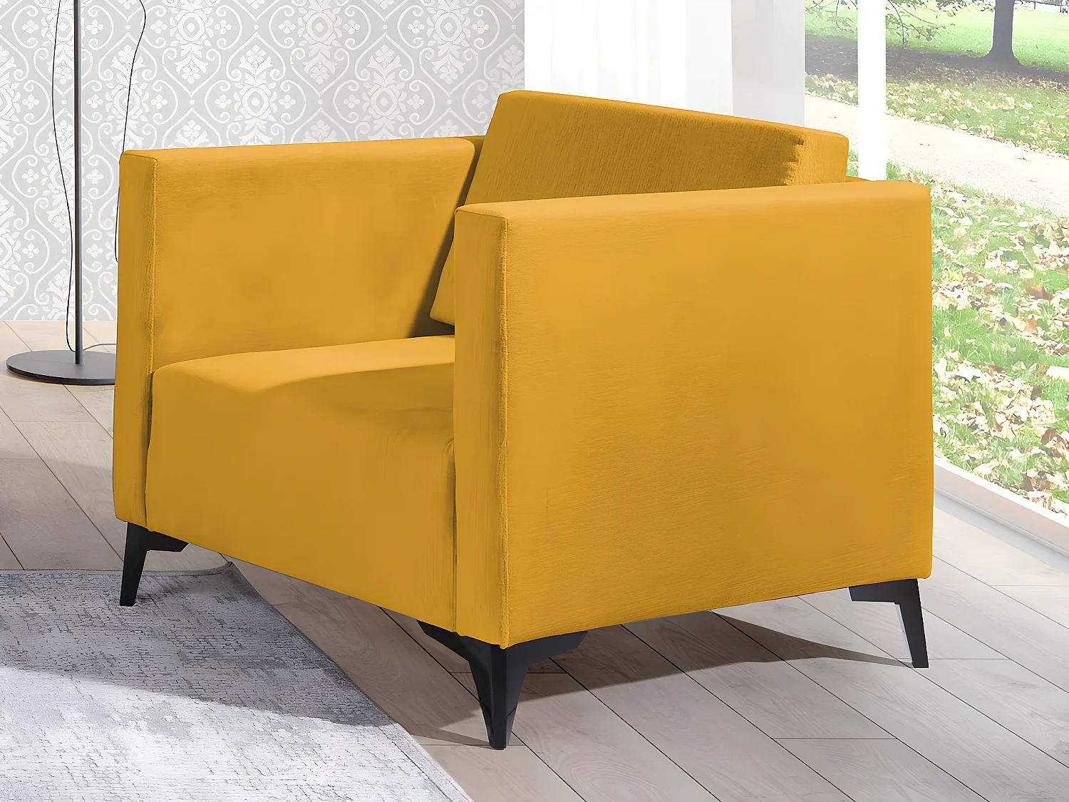 Fauteuil Virmore 102, Jaune, 74x76x82cm, Tapisserie, Pieds: Plastique