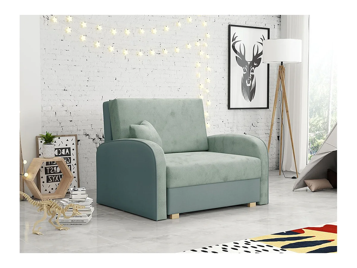 Fauteuil Columbus 160, Vert, 85x103x98cm, Tapisserie, Pieds: Bois, Mobilier déjà assemblé