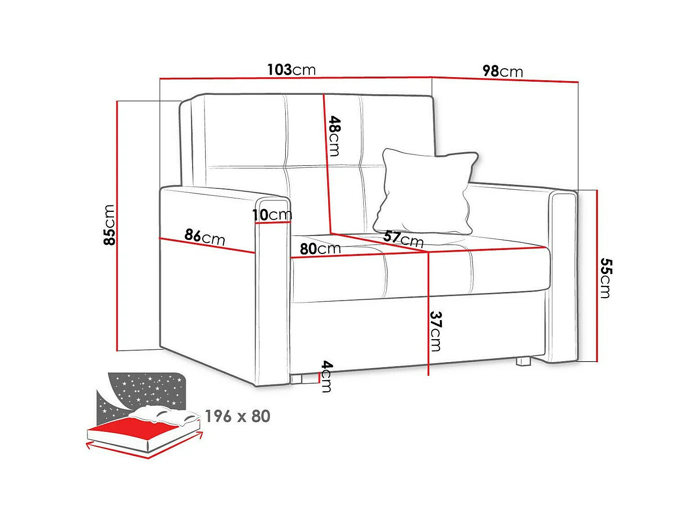 Fauteuil Columbus 104, Gris, 85x103x98cm, Tapisserie, Pieds: Métal
