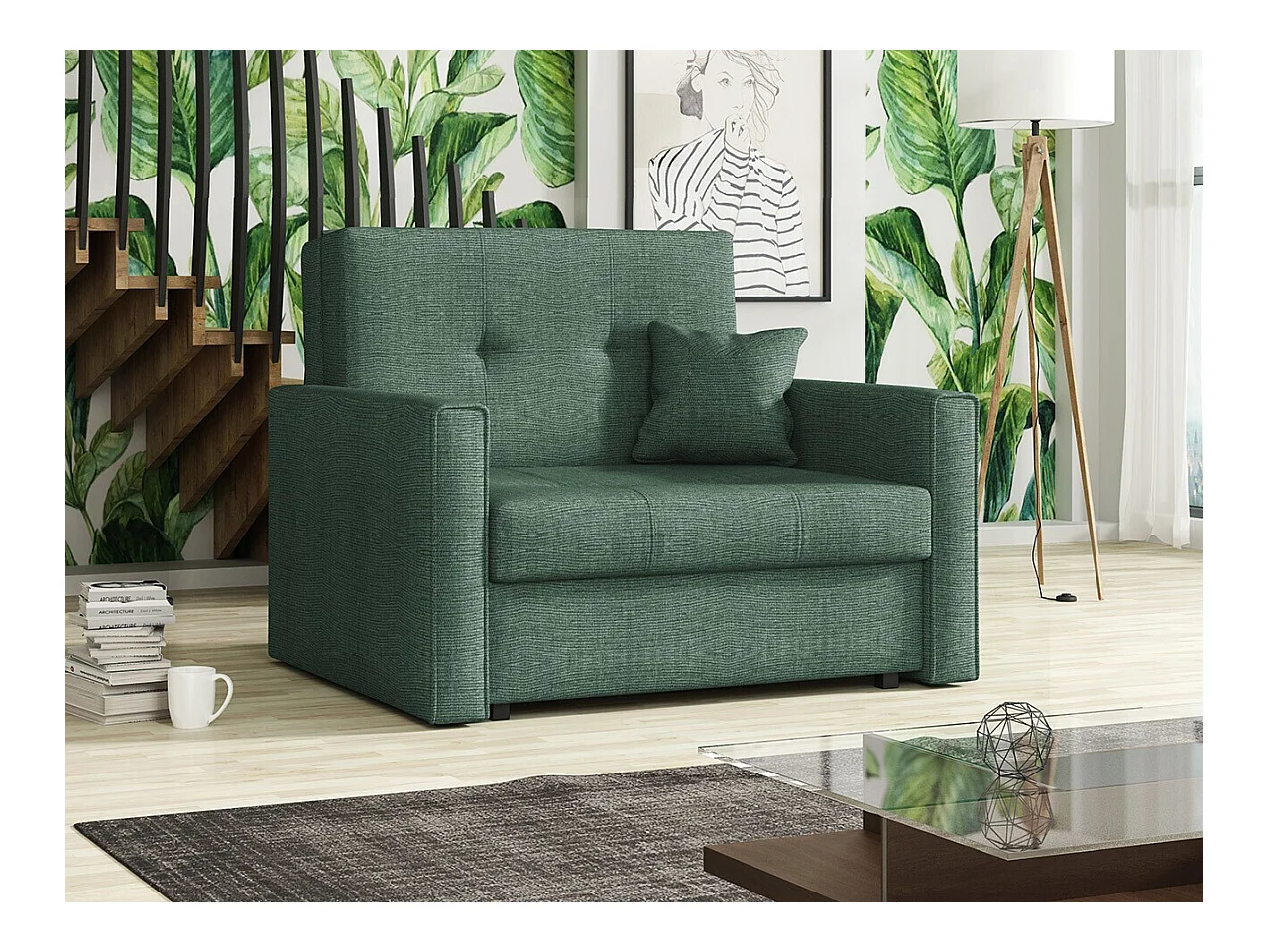 Fauteuil Columbus 104, Turquoise, 85x103x98cm, Tapisserie, Pieds: Métal