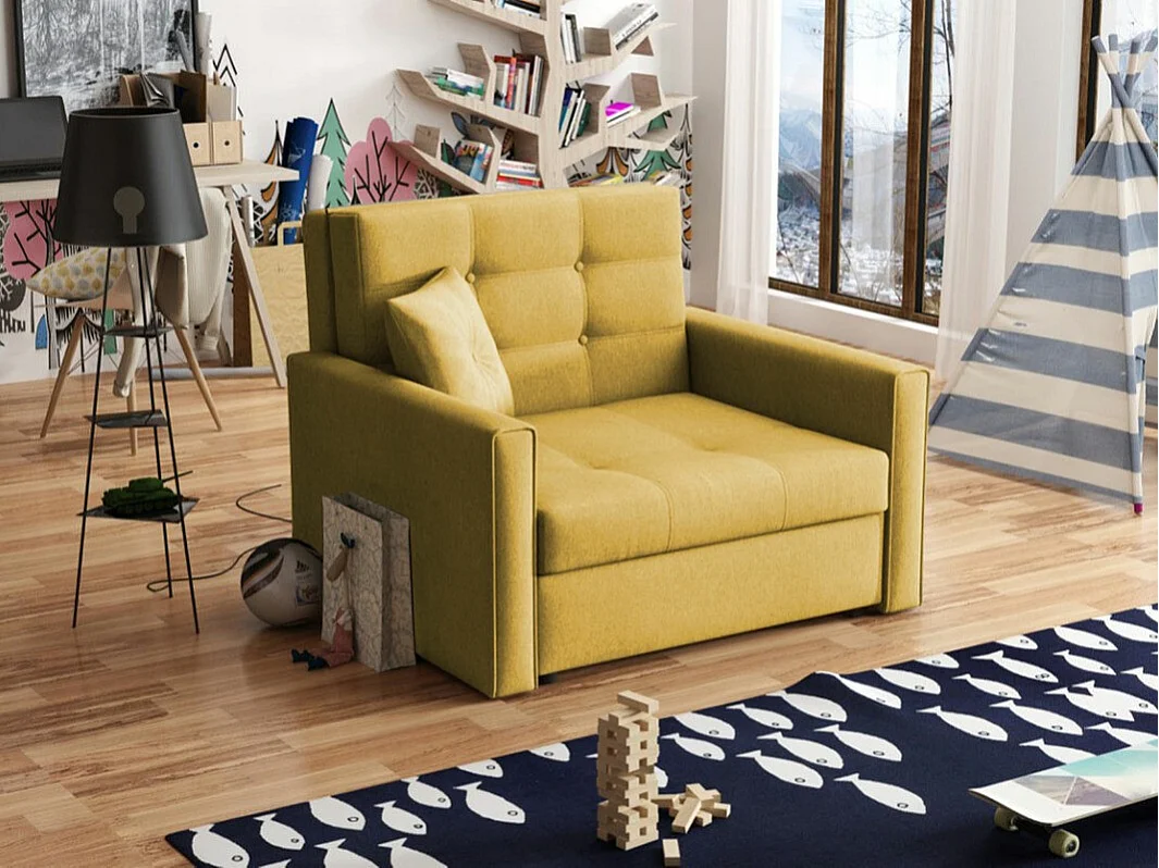 Fauteuil Columbus 101, Jaune, 85x103x98cm, Tapisserie, Pieds: Plastique|Métal