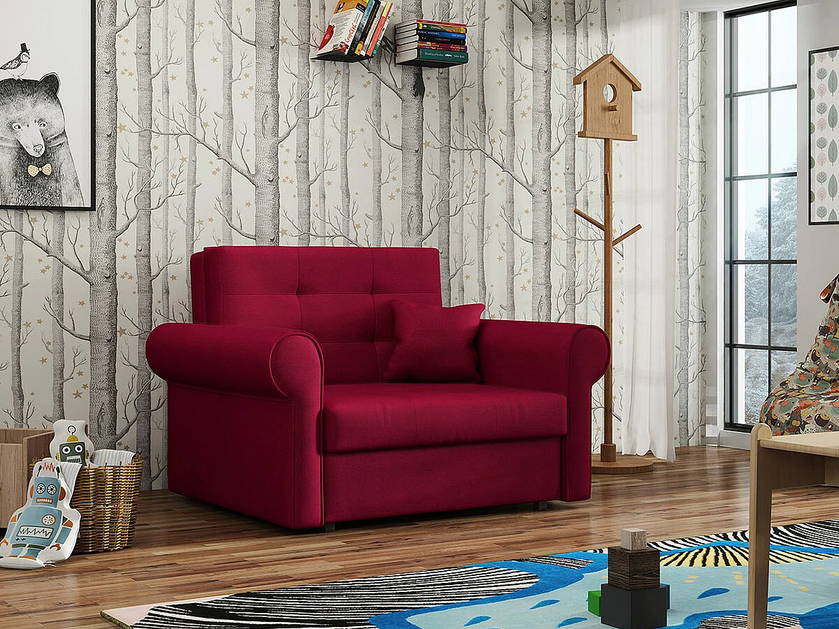 Sillón Columbus 127, Rojo, 85x116x98cm, Tapiz, Patas: Metal, Muebles ya montados