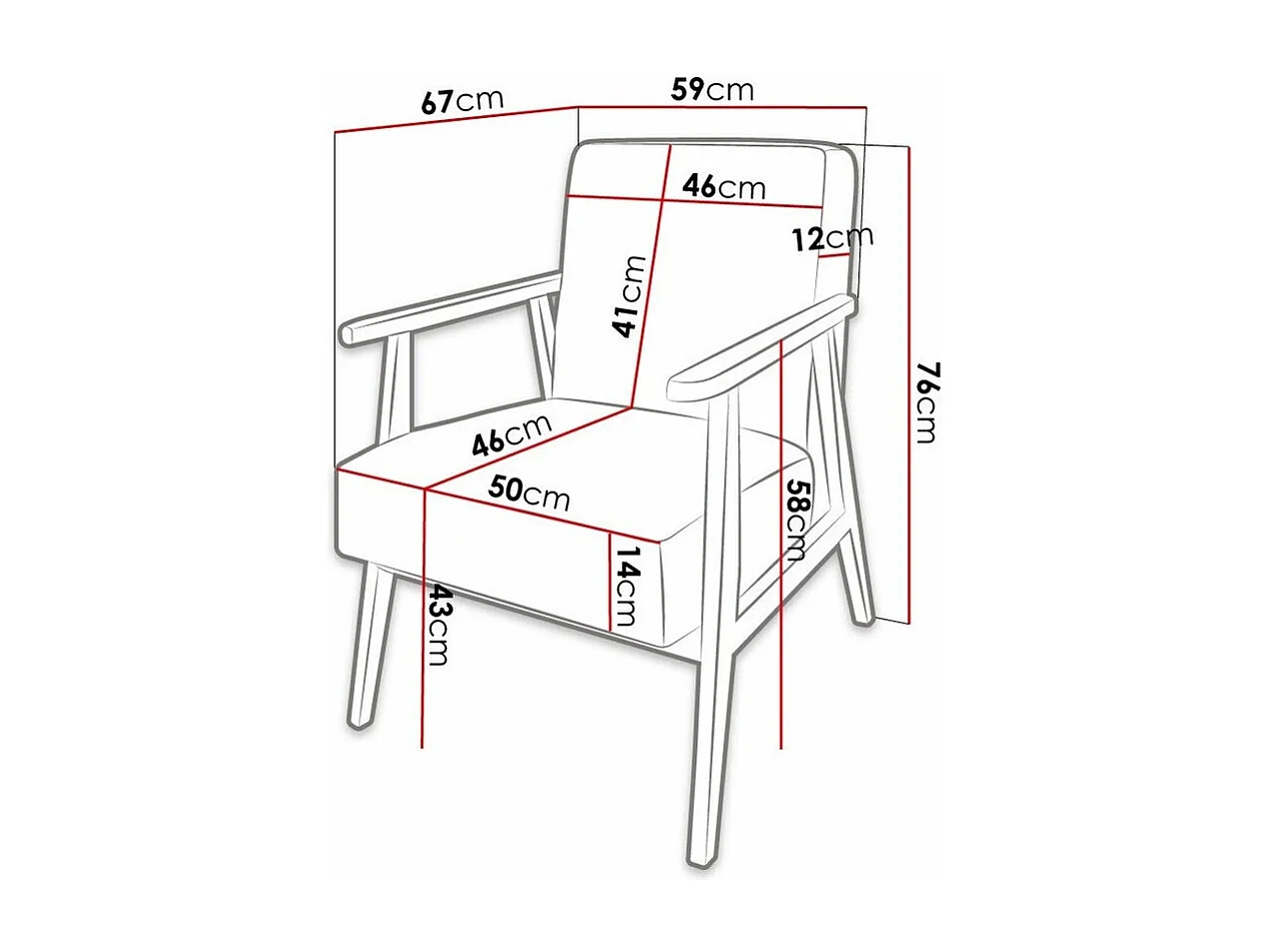 Sillón Clovis 100, Turquesa, 76x59x67cm, Tapiz, Patas: Madera