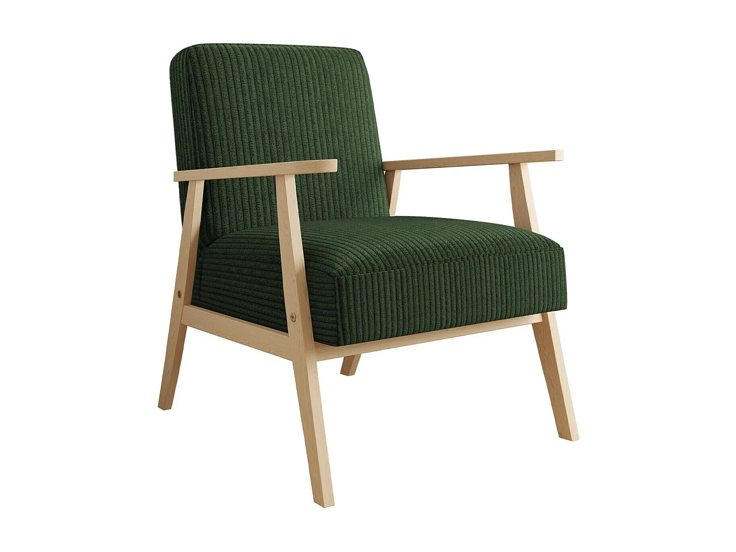 Fauteuil Clovis 100, Vert, 76x59x67cm, Tapisserie, Pieds: Bois