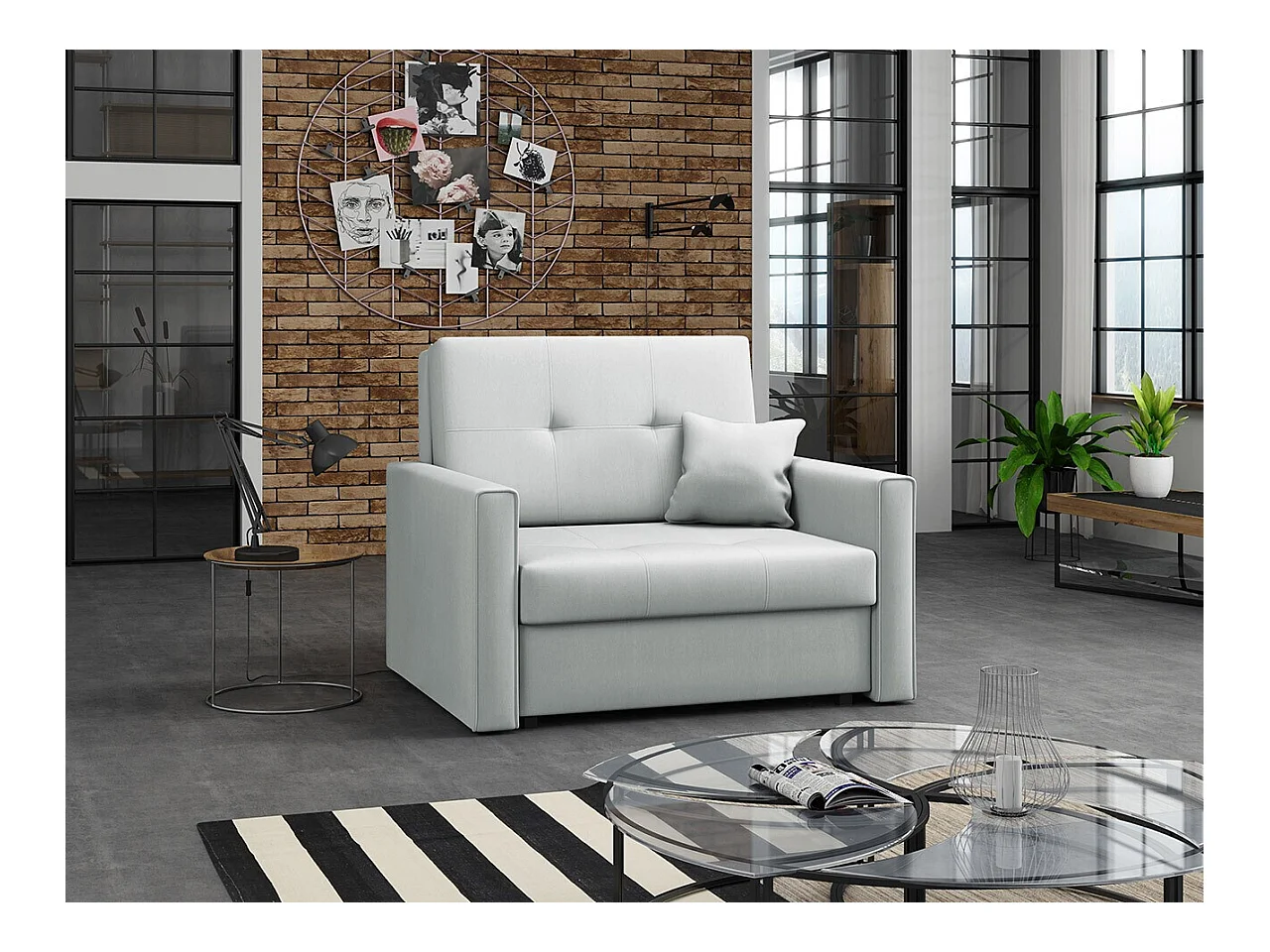 Fauteuil Columbus 104, Gris, 85x103x98cm, Tapisserie, Pieds: Métal