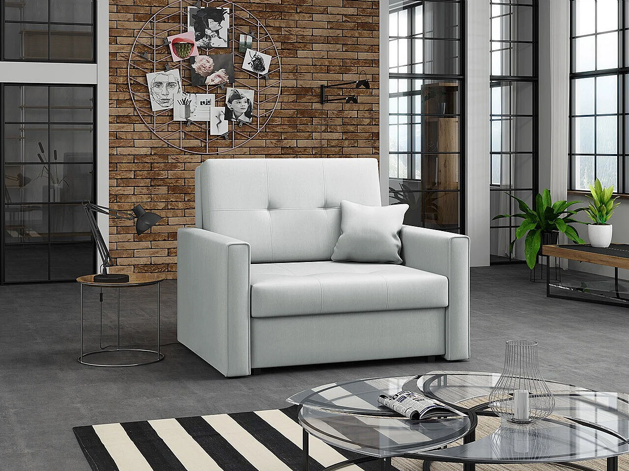 Sillón Columbus 104, Gris, 85x103x98cm, Tapiz, Patas: Metal, Muebles ya montados